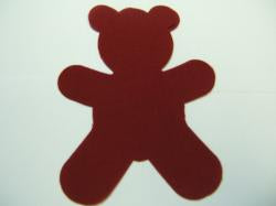 Teddy Bear Laser Cut Appliques (Size: with FUSIBLE - 5"H, Color: Red )