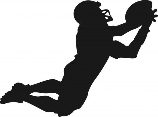 Football Receiver Silhouette Laser Cut Appliques (Size: with FUSIBLE - 8"W, Direction: facing right)