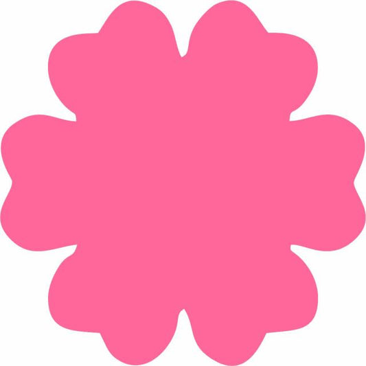 Flower 6 Petal Laser Cut Appliques (Size: 3.5"W, Color: Tonal - Hot Pink)