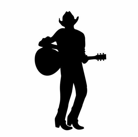 Cowboy Playing Guitar Silhouettes Laser Cut Appliques