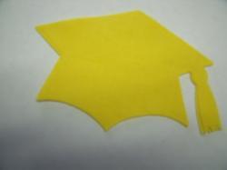 Graduation Cap - colors Laser Cut Appliques (Size: with FUSIBLE - 5"W, Color: Yellow  )