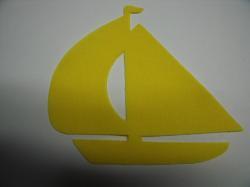 Sailboat Die Cut Appliques (Size: with FUSIBLE - 6"W, Color: Yellow  , Direction: Facing right)