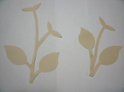 Flower Stem w/Leaf Laser Cut Applique Sets (Size: set, Color: Tan/Beige )