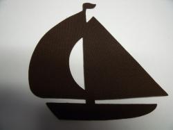 Sailboat Die Cut Appliques (Size: with FUSIBLE - 5"W, Color: Brown  , Direction: Facing right)