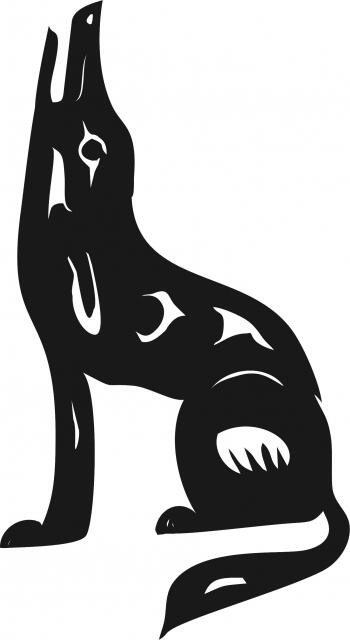 Howling Wolf Symbol Laser Cut Appliques (Size: 9'H, Color: Kona - Black - facing left)