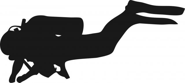 Seaman/Frogman Diver Silhouette Die Cut Appliques (Size: With FUSIBLE - 8"W, Direction: facing left)