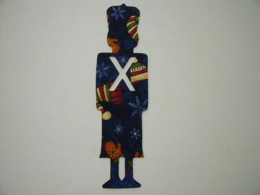 Christmas Toy Soldier Laser Cut Appliques (Size: with FUSIBLE - 7"H, Color: Blue Hats & Mittens)