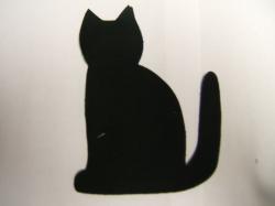 Halloween Cat Laser Cut Appliques (Size: with FUSIBLE - 6"H , Color: Black , Direction: Facing right)