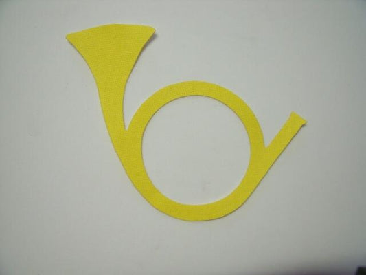 Christmas Horn Laser Cut Appliques (Size: 4"W, Color: Tonal - Yellow, Direction: Facing right)