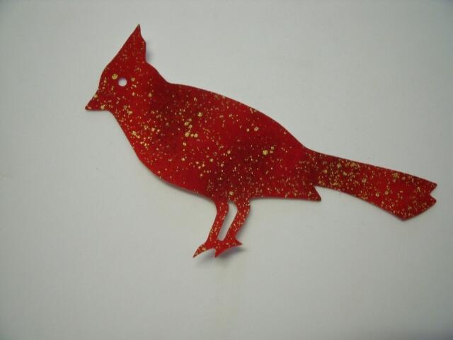Christmas Cardinal  Laser Cut Appliques (Size: 6"H, Color: Red Filigree, Direction: Facing right)
