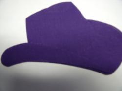 Cowboy Hat Laser Cut Appliques (Size: with FUSIBLE - 4"W, Color: Purple , Direction: Facing right)