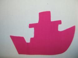 Tugboat Die Cut Appliques (Size: with FUSIBLE - 4"W, Color: Hot Pink  , Direction: Facing right)