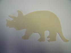 Dinosaur - Triceratops Laser Cut Appliques (Size: with FUSIBLE - 6"W, Color: Tan/Beige , Direction: Facing right)