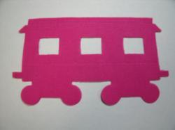 Train Passenger Car Laser Cut Appliques (Size: with FUSIBLE - 6"H, Color: Hot Pink  )