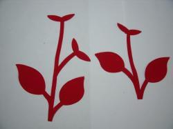 Flower Stem w/Leaf Laser Cut Applique Sets (Size: set, Color: Red )