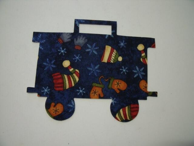 Christmas Train Caboose Laser Cut Appliques (Size: with FUSIBLE - 6"H, Color: Blue Hats & Mittens)