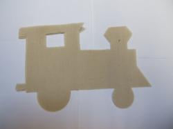 Train Locomotive Laser Cut Appliques (Size: 5"H, Color: Tan/Beige  , Direction: Facing left)
