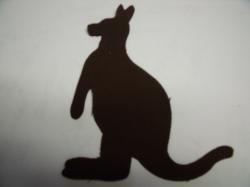 Kangaroo Laser Cut Appliques (Size: with FUSIBLE - 5"H, Color: Brown , Direction: Facing right)