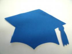 Graduation Cap - colors Laser Cut Appliques (Size: with FUSIBLE - 6"W, Color: Blue  )