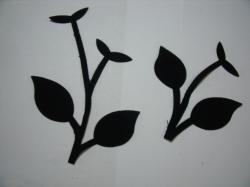 Flower Stem w/Leaf Laser Cut Applique Sets (Size: set, Color: Black)