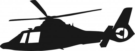 Helicopter Dolphin-65 Silhouette Laser Cut Appliques (Direction: facing left, Size: with FUSIBLE - 8"W)
