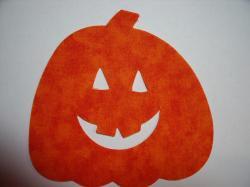 Jack O' Lantern Laser Cut Appliques (Size: 5"W, Color: Tonal - Orange )
