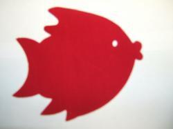 Fish Laser Cut Appliques (Size: 6"W, Color: Red  , Driection: Facing right)