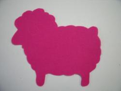 Lamb Laser Cut Appliques (Size: with FUSIBLE - 4"W, Color: Hot Pink , Direction: Facing right)