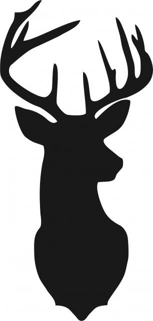 Deer Head #2 Laser Cut Appliques (Size: with FUSIBLE - 9"H, Direction: head turned right)