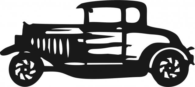 Antique Vintage Street Rod Silhouette Laser Cut Appliques (Size: with FUSIBLE - 8"W, Direction: facing left)