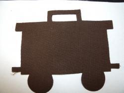 Train Caboose Laser Cut Appliques (Size: with FUSIBLE - 4"H, Color: Brown )