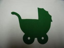 Baby Carriage Laser Cut Appliques (Size: 4"W, Color: Green , Direction: Facing left)