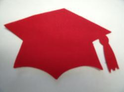 Graduation Cap - colors Laser Cut Appliques (Size: 4"W, Color: Red )