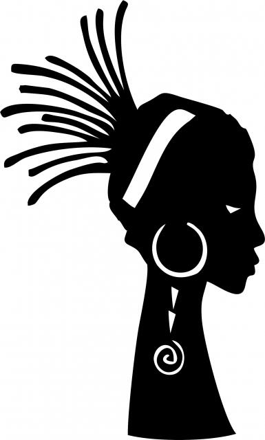 African Woman - Adaeze Silhouette Laser Cut Appliques (Size: 9"H, Direction: facing right)