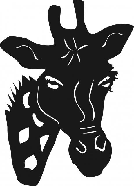 Giraffe Head Laser Cut Appliques (Size: with FUSIBLE - 8"H, Direction: facing right)