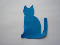 Cat Laser Cut Appliques (Size: with FUSIBLE - 6"H, Color: Blue  , Direction: Facing right)