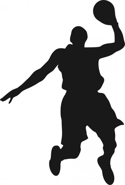 Basketball Player Shooting Silhouette Laser Cut Appliques (Size: with FUSIBLE - 8"H, Direction: facing right)