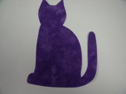Halloween Cat Laser Cut Appliques (Size: with FUSIBLE - 6"H , Color: Tonal - Purple, Direction: Facing right)
