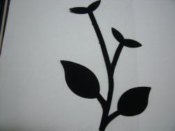 Flower Stem w/Leaf Large Laser Cut Appliques (Size: with FUSIBLE - , Color: Black)