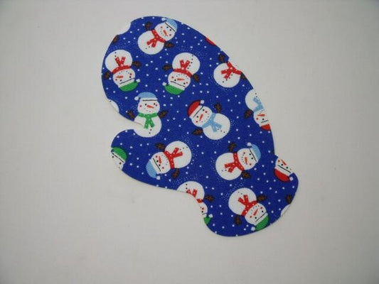 Christmas Mitten Laser Cut Appliques (Size: 4"H, Color: Blue w/Snowmen, Direction: Facing right)