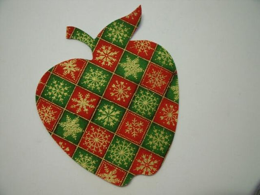 Christmas Apple Laser Cut Appliques (Size: 5"H, Color: Red & Green Metallic Snowflakes)