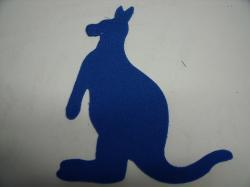 Kangaroo Laser Cut Appliques (Size: with FUSIBLE - 6"H, Color: Blue , Direction: Facing right)