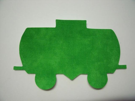 Christmas Train Tank Car Laser Cut Appliques (Size: with FUSIBLE - 5"H, Color: Tonal - Green)