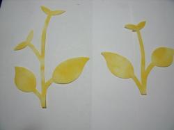 Flower Stem w/Leaf Laser Cut Applique Sets (Size: set, Color: Tonal - Pastel Yellow)