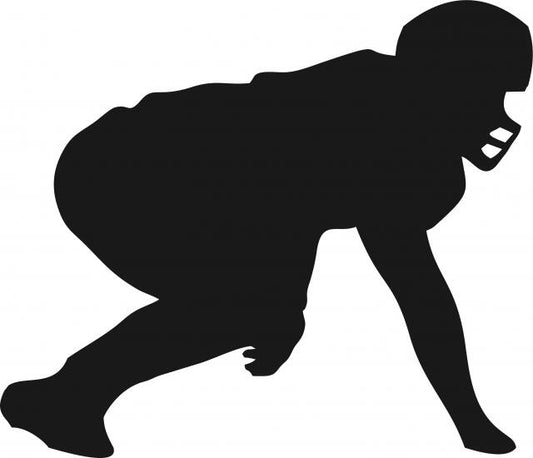 Football Lineman Silhouette Laser Cut Appliques (Size: 8"W, Direction: facing right)