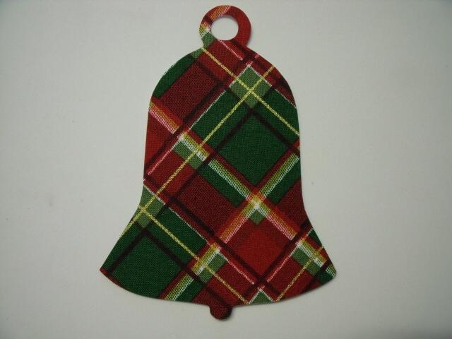 Christmas Bell  Laser Cut Appliques (Size: 5"H, Color: Red & Green Plaid)