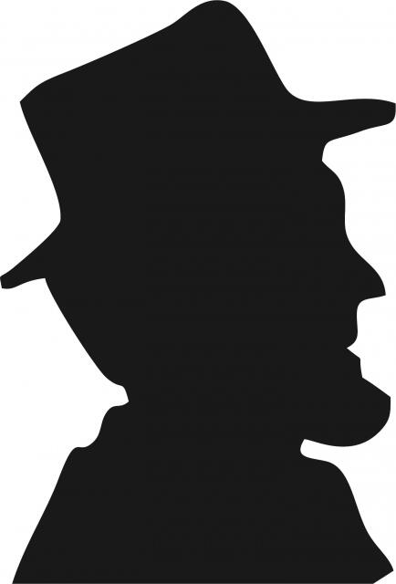 Amish Man Portrait Silhouette Laser Cut Appliques (Size: with FUSIBLE - 9"H, Direction: facing right)