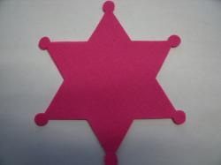 Badge Laser Cut Appliques (Size: with FUSIBLE - 5"H, Color: Hot Pink  )