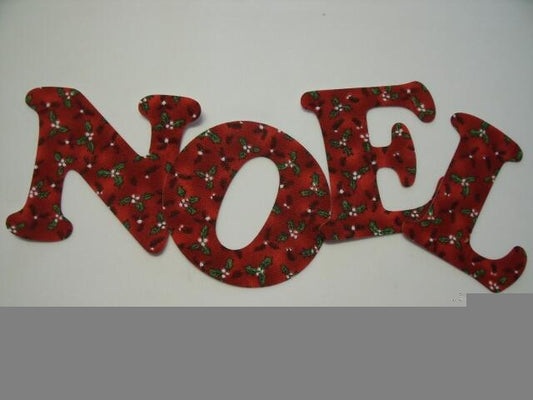 Christmas NOEL Letters Laser Cut Appliques (Size: with FUSIBLE - 4"H, Color: Black Hearts & Ribbons)