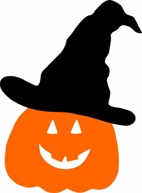 Jack'o'Lantern w/ Witch's Hat Set Laser Cut Appliques (Size: with FUSIBLE - 4"H, Color: Black Hat)
